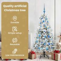 VidaXL Kunstmatige inklapbare kerstboom wit 150 cm pe en pvc - thumbnail