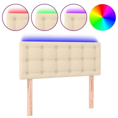 Hoofdbord LED 144x5x118/128 cm stof crèmekleurig - thumbnail