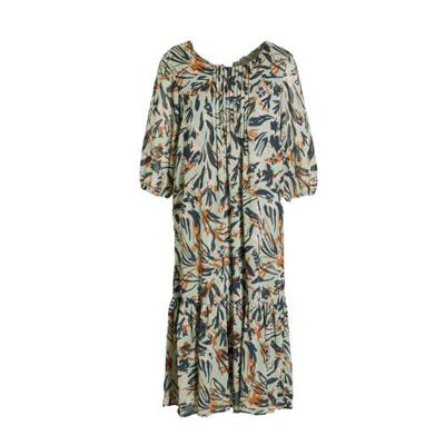 Fransa maxi jurk van gerecycled polyester mintgroen/donkergroen/oranje Fransa maxi jurk van gerecycled polyester mintgroen/donkergroen/oranje