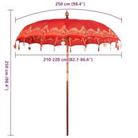 Balinese Parasol Rood (210-220) x 260 cm Katoen en massief hout - thumbnail