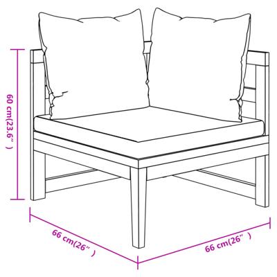 3-delige Loungeset met donkergrijze kussens acaciahout - thumbnail