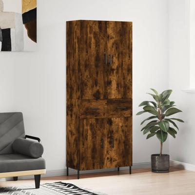 Hoge kast 69,5x34x180 cm bewerkt hout gerookt eikenkleurig