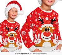 Foute Kerst Sweater Crazy Rendier Rood Kind - thumbnail