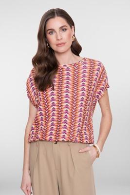 Geisha Top 62155-20 T-shirt Korte Mouw 300 Lila/orange