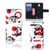 Telefoonhoesje met Naam Nokia 1 Plus Skull Red - thumbnail