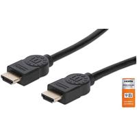 Manhattan 354837 HDMI-kabel HDMI Aansluitkabel HDMI-A-stekker, HDMI-A-stekker 1.00 m Zwart 4K UHD, Audio Return Channel (ARC), Vergulde steekcontacten - thumbnail