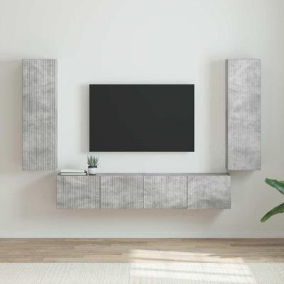TV Wandkast 2 pcs Beton 30 x 31 x 100 cm Bewerkt hout TV Wandkast 2 pcs Beton 30 x 31 x 100 cm Bewerkt hout