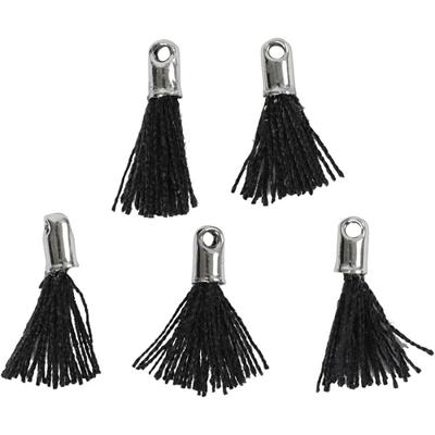 Creativ Company Tassel, l: 10 mm, gatgrootte 1 mm, zwart, 5 stuk/ 1 doos