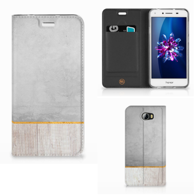 Huawei Y5 2 | Y6 Compact Book | Wallet Case | Wood Concrete