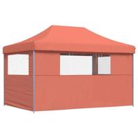 Partytent inklapbaar pop-up met 3 zijwanden terracottakleurig - thumbnail