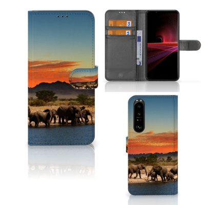Sony Xperia 1 III | Telefoonhoesje | Met pasjeshouder | Olifanten