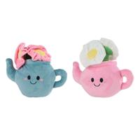 Take Me Home knuffel plant pluche - theepot met bloemen, 18cm - thumbnail