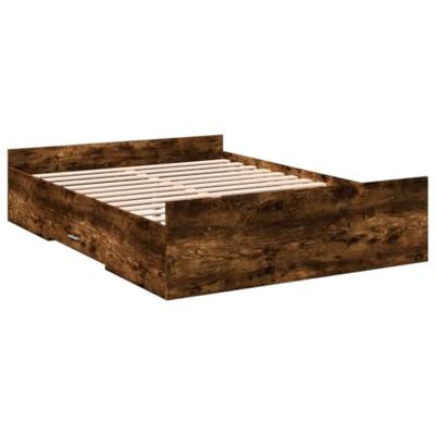 Bedframe met lades bewerkt hout gerookt eikenkleurig 120x190 cm
