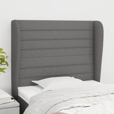 Hoofdbord met randen 83x23x118/128 cm stof donkergrijs
