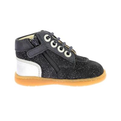 Leren babylaarsjes Kick Iconic KICKERS® zilver