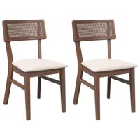 Eetkamerstoelen met kussens 2 st massief hout rubber bruin - thumbnail