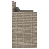 Tuinbank met kussens poly rattan lichtgrijs - thumbnail