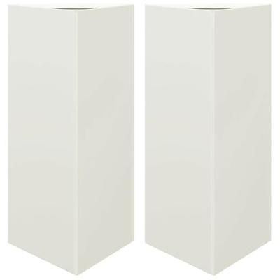 Plantenbakken 2 st driehoek 40x34,5x70 cm staal wit