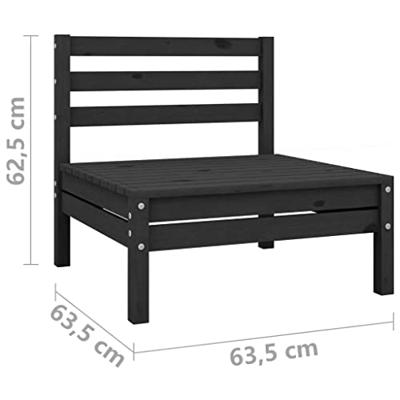 4-delige Loungeset massief grenenhout zwart 4-delige Loungeset massief grenenhout zwart