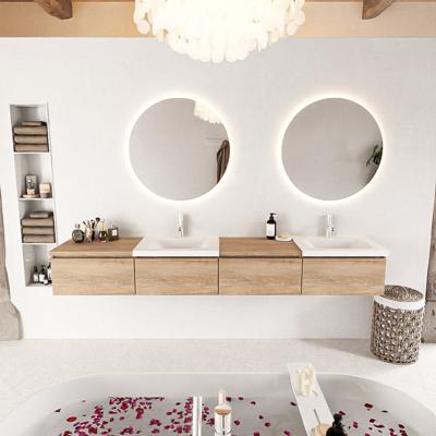 MONDIAZ BUKLA 240cm badmeubel met module 60 links kleur Washed Oak met 4 lades. Wastafel CLOUD dubbel 2 kraangaten kleur Talc. MONDIAZ BUKLA 240cm badmeubel met module 60 links kleur Washed Oak met 4 lades. Wastafel CLOUD dubbel 2 kraangaten kleur Talc.