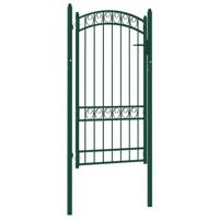 VidaXL Poort met gebogen bovenkant 100x175 cm staal groen - thumbnail
