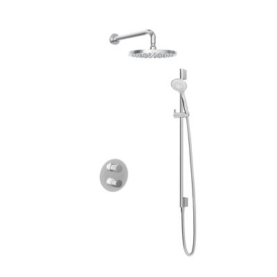 Hotbath Buddy - Inbouw Regendoucheset - Thermostatisch - Wandarm 35 cm - Hoofddouche 250 mm - Ronde Handdouche 3 Standen - Glijstang 900 mm - met 2-Weg Stop-Omstel - Waterbesparend - V01