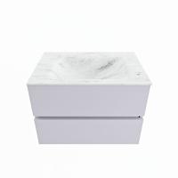 MONDIAZ VICA-DLUX 70cm badmeubel onderkast Cale 2 lades. Inbouw wastafel CLOUD midden zonder kraangat, kleur Opalo. - thumbnail