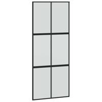 Schuifdeur met beslagset 90x205 cm gehard glas zwart - thumbnail