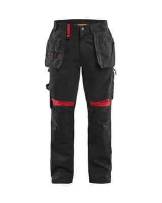 Blåkläder Werkbroek met spijkerzakken 15551860 | Zwart/Rood | Maat D100 - 7330509753231