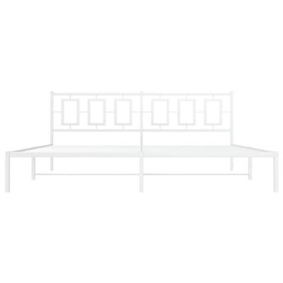 Bedframe met hoofdbord metaal wit 200x200 cm - thumbnail