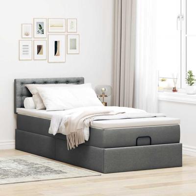 Bed met matras 120x200 cm stof donkergrijs - thumbnail