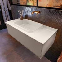 Badkamermeubelset Mondiaz Erin 100 cm met 1 Lade met RIDGE Wastafel Midden Linen Zonder Kraangaten Greeploos Mat Smoke - thumbnail