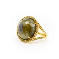 Labradoriet Edelsteen Ring 925 Zilver & Verguld "Reflection" - thumbnail