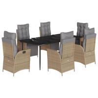 7-delige Tuinset met kussens poly rattan gemengd beige - thumbnail
