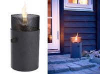 Ugas Gaslantaarn met decoratiestenen - zwart - 31cm hoog - thumbnail