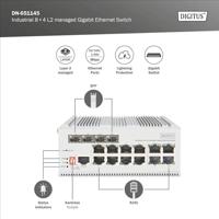 Digitus DN-651145 Industrial Ethernet Switch 8 + 4 poorten 10 / 100 / 1000 MBit/s - thumbnail