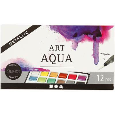Creativ Company Art aquarelverf, metallic kleuren, 12 kleur/ 1 doos