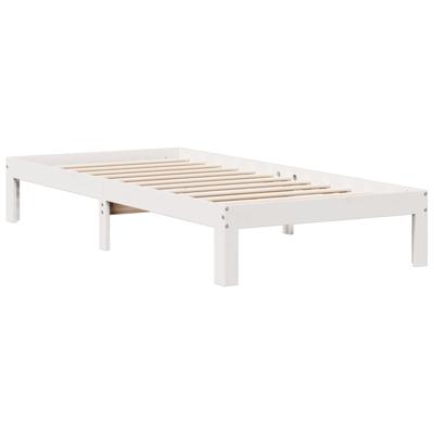 Bed met boekenkast zonder matras grenenhout wit 90x190 cm - thumbnail