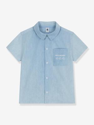 Chambray hemd voor jongens met korte mouwen lichtblauw Chambray hemd voor jongens met korte mouwen lichtblauw