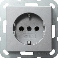 GIRA 0188 26 Wandcontactdoos met randaarde Inzetstuk System 55, Standaard 55, E2, Event, Event Clear, Event Opaque, Esprit, ClassiX Aluminium 1 stuk(s) - thumbnail