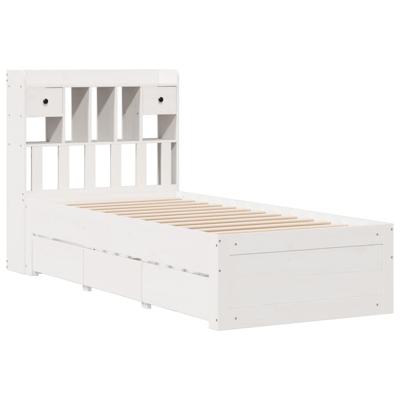 Bed met boekenkast zonder matras grenenhout wit 90x190 cm - thumbnail