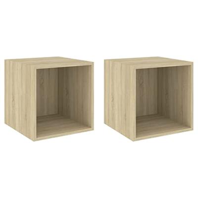 VidaXL Wandkasten 2 st 37x37x37 cm bewerkt hout sonoma eikenkleurig VidaXL Wandkasten 2 st 37x37x37 cm bewerkt hout sonoma eikenkleurig