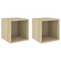 VidaXL Wandkasten 2 st 37x37x37 cm bewerkt hout sonoma eikenkleurig - thumbnail