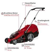 Einhell GE-CM 36/43 Li M-Solo Power X-Change Accu-grasmaaier Accu Uitwerp aan achterzijde, Mulchfunctie, Zonder accu, Zonder lader, Instelbare maaihoogte 18 V - thumbnail