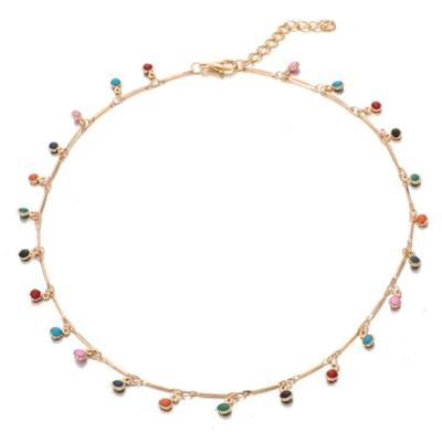 Goudkleurige verstelbare korte ketting boho stijl multicolor