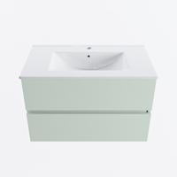 MONDIAZ VICA 80cm badmeubel onderkast Greey 2 lades. Wastafel DENIA midden 1 kraangat, kleur Glanzend Wit. - thumbnail