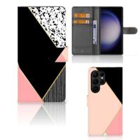 Samsung Galaxy S23 Ultra | Book Case | Zwart Roze Vormen - thumbnail