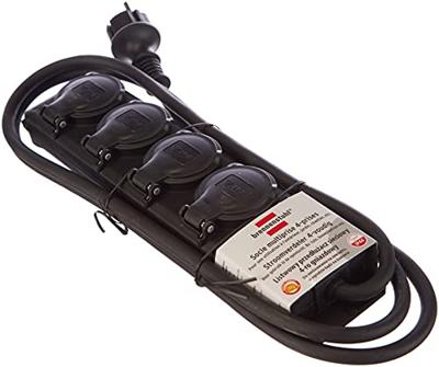Stopcontactverdeler IP44 4-voudig zwart 2m H07RN-F 3G1,5