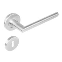 Intersteel Deurkruk Ovaal hoek 90° op rozet met sleutelrozetten - RVS - thumbnail