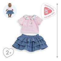Corolle rok met ruches en t-shirt voor babypop, 36cm. - thumbnail